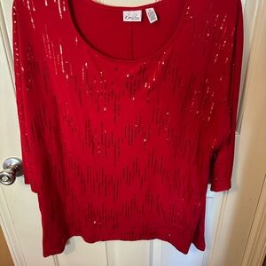 Kim Rogers Red Sequin Blouse